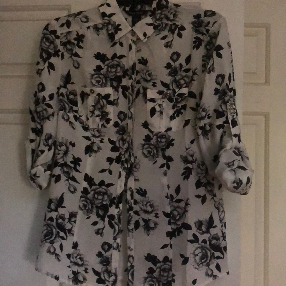 WHBM Silk Flowered button up